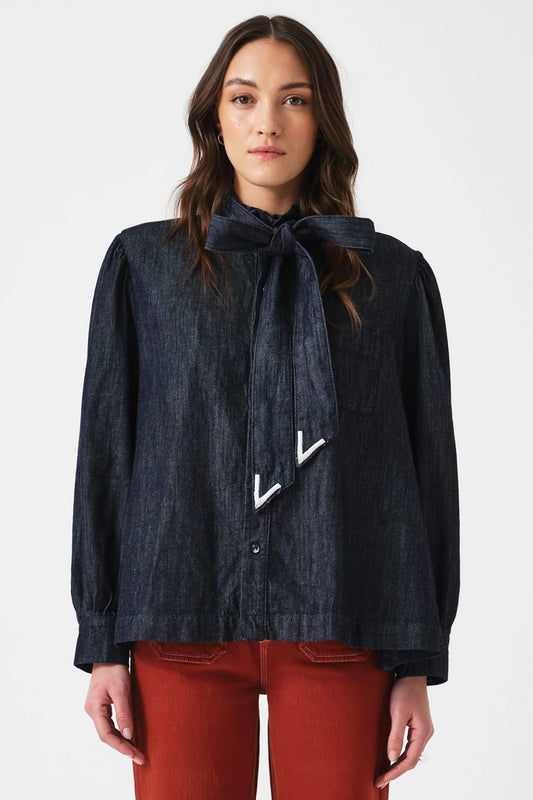 Seventy + Mochi - Poet Blouse, Pacific Blue