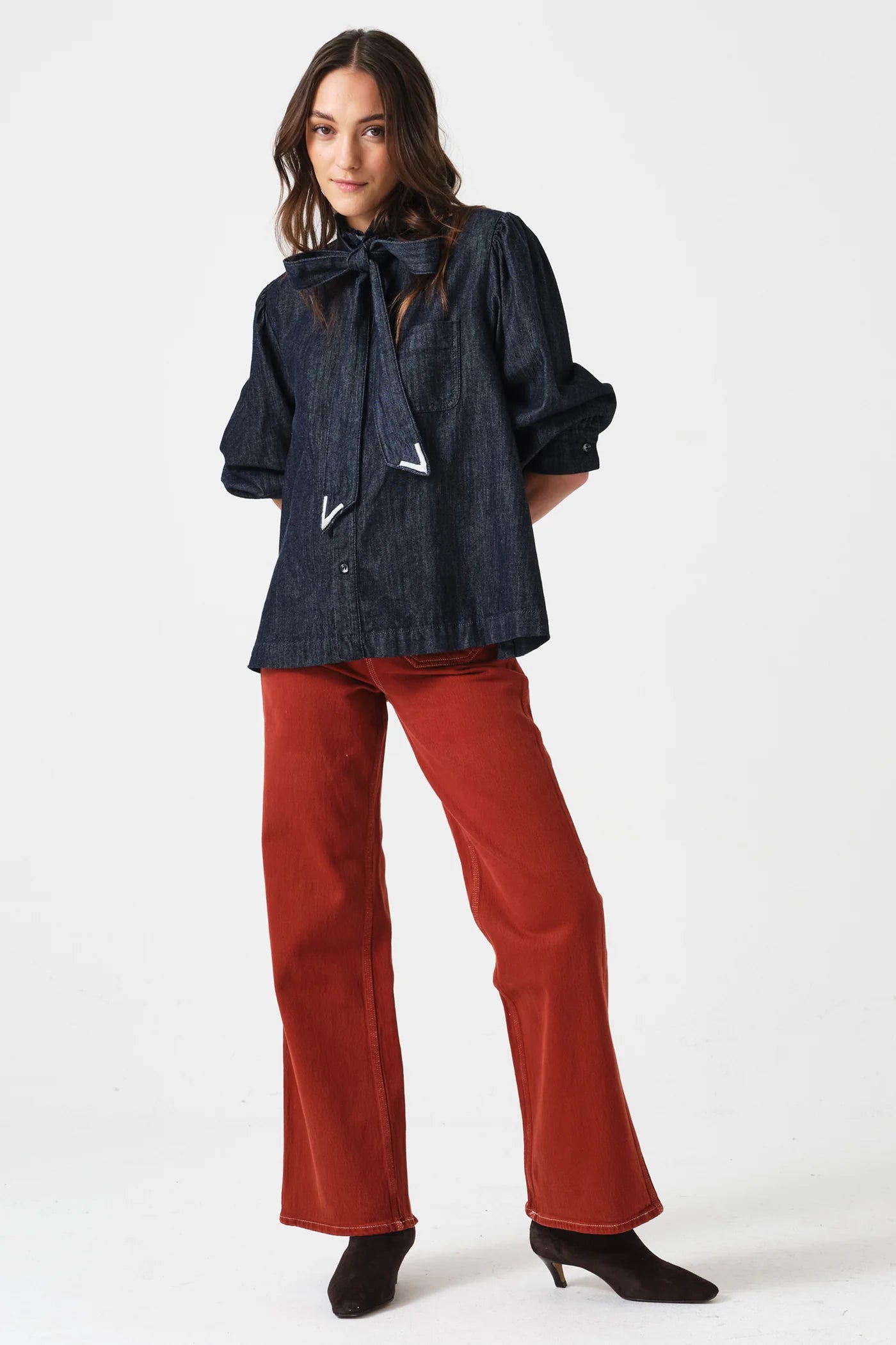 Seventy + Mochi - Poet Blouse, Pacific Blue