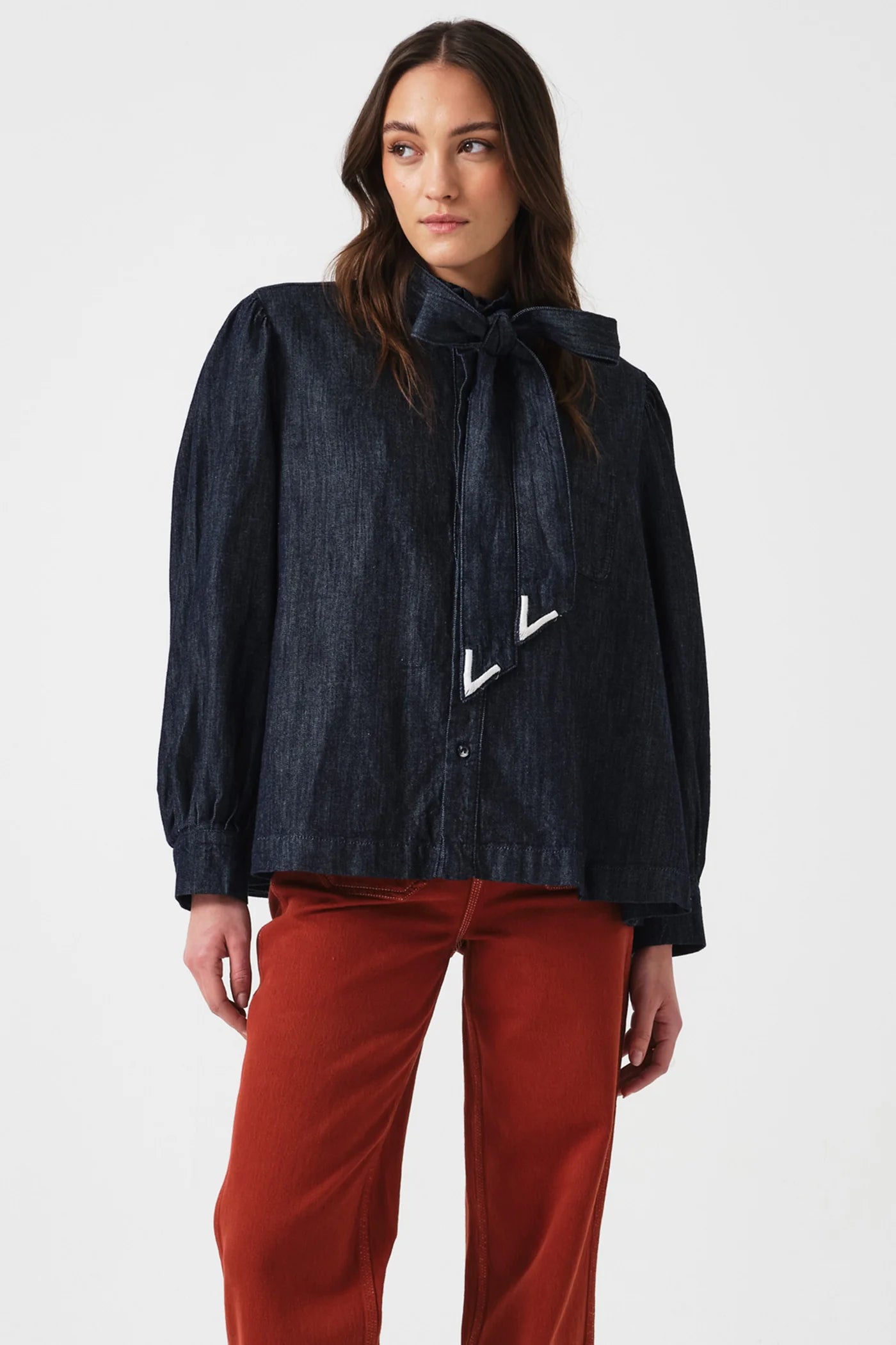 Seventy + Mochi - Poet Blouse, Pacific Blue