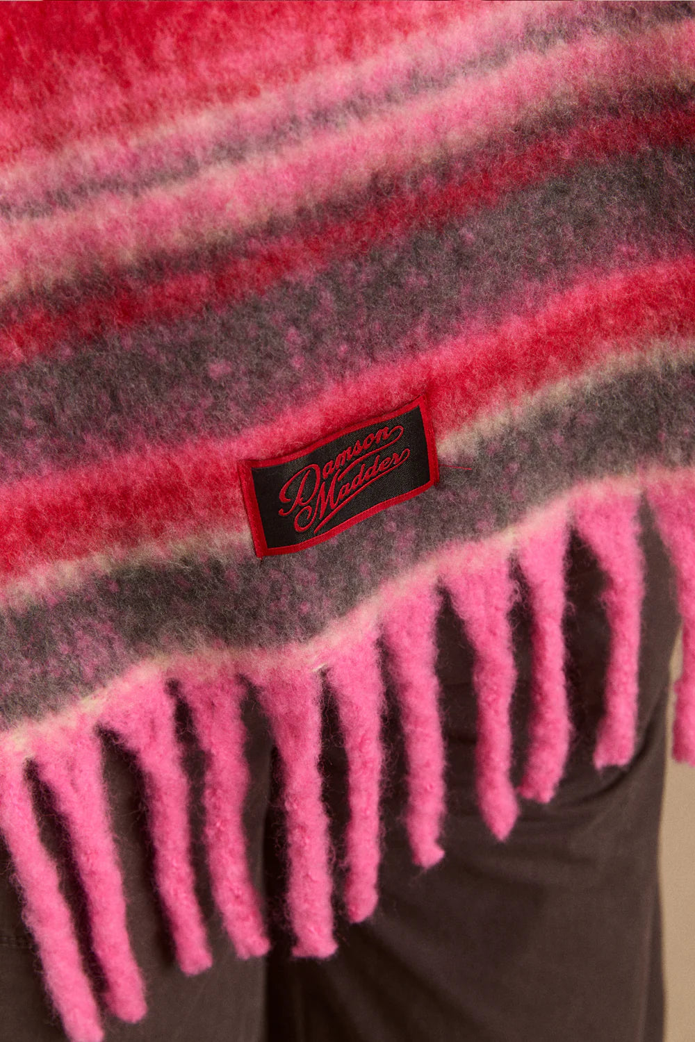 Damson Madder - Fluffy Scarf, Pink Pop Stripe