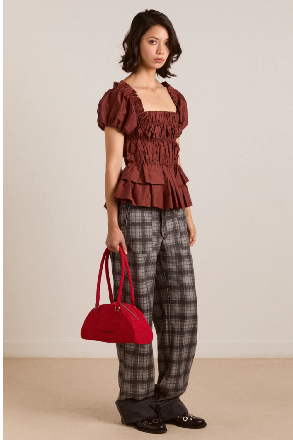 Damson Madder - Sylvie Reversible Jean, Asphalt Wash/Check