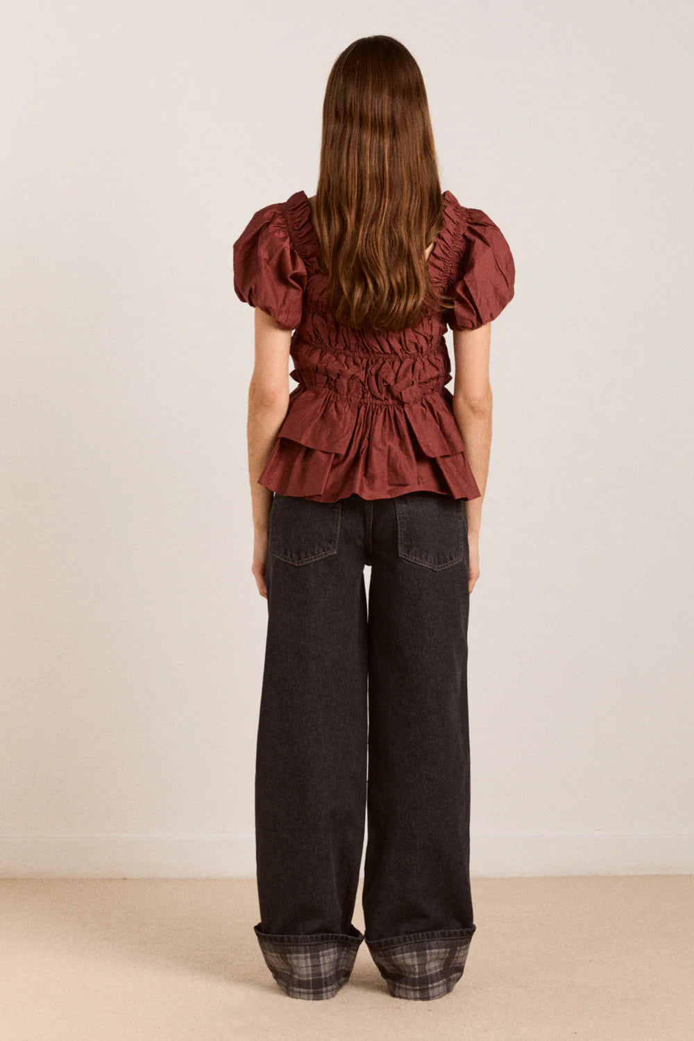 Damson Madder - Sylvie Reversible Jean, Asphalt Wash/Check