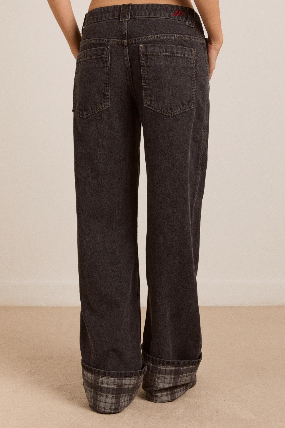 Damson Madder - Sylvie Reversible Jean, Asphalt Wash/Check