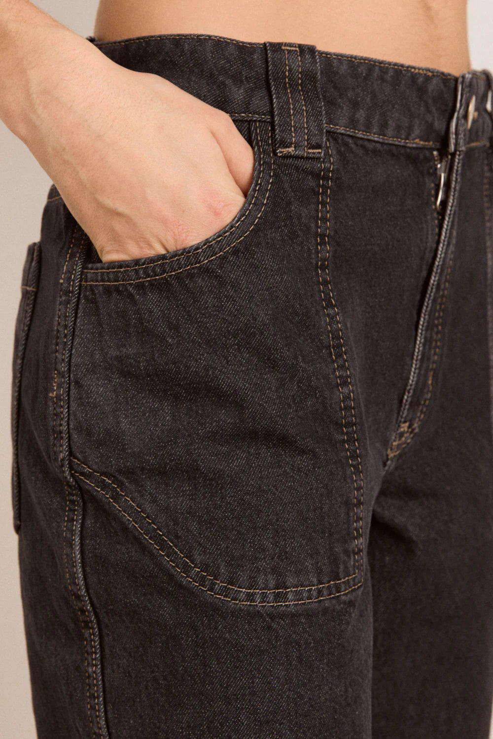 Damson Madder - Sylvie Reversible Jean, Asphalt Wash/Check