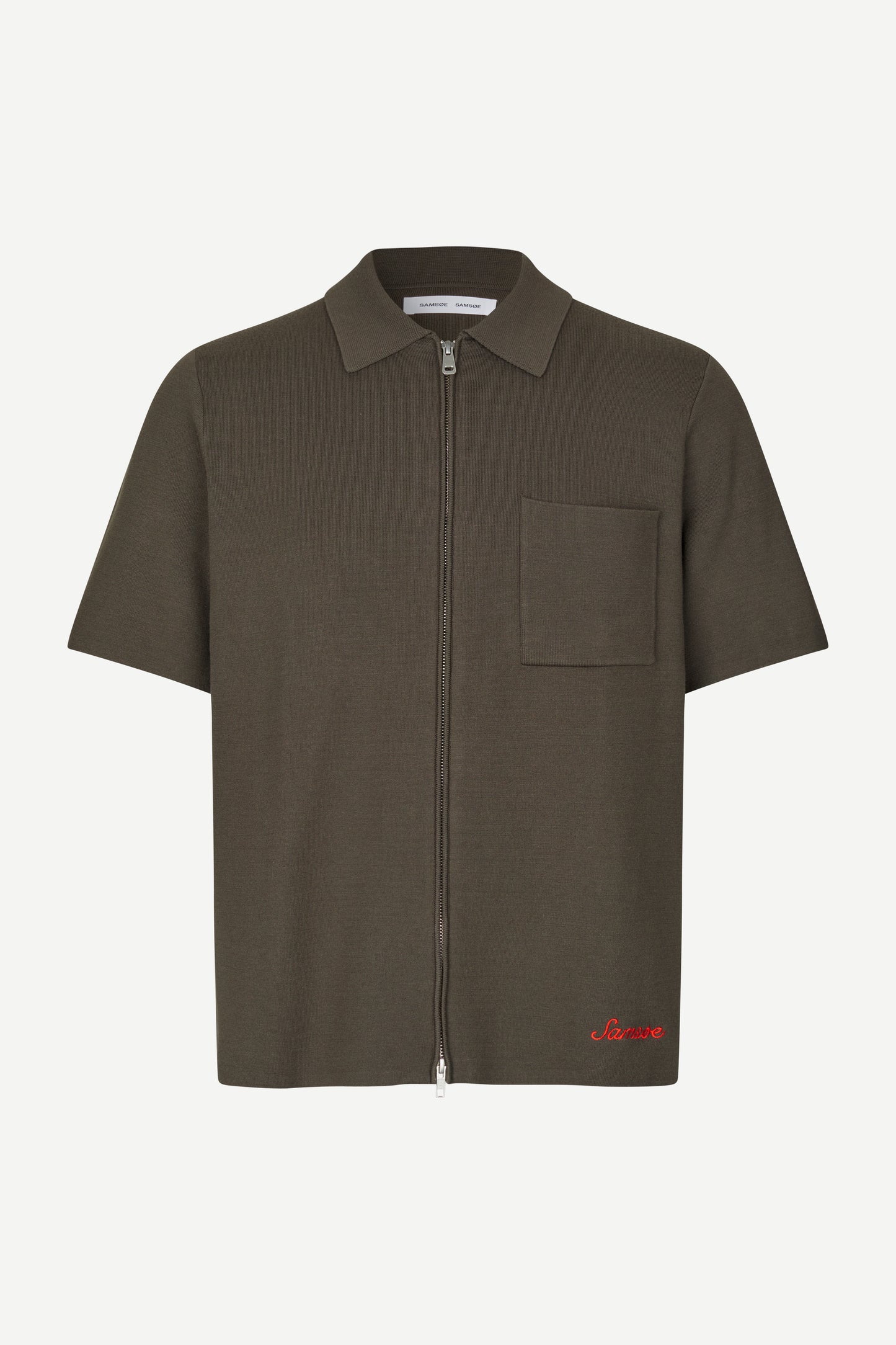 Samsøe Samsøe - Sarico Zip Shirt Short Sleeve, Black Olive