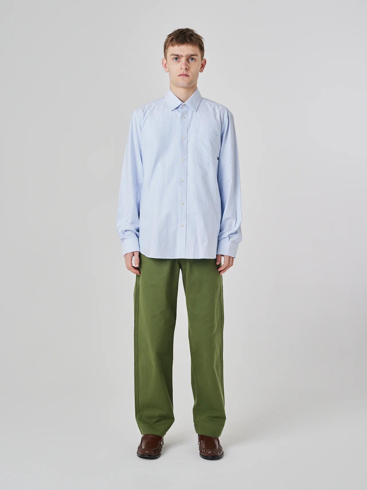 Uskees - 6013 Oxford Shirt, Baby Blue Pinstripe