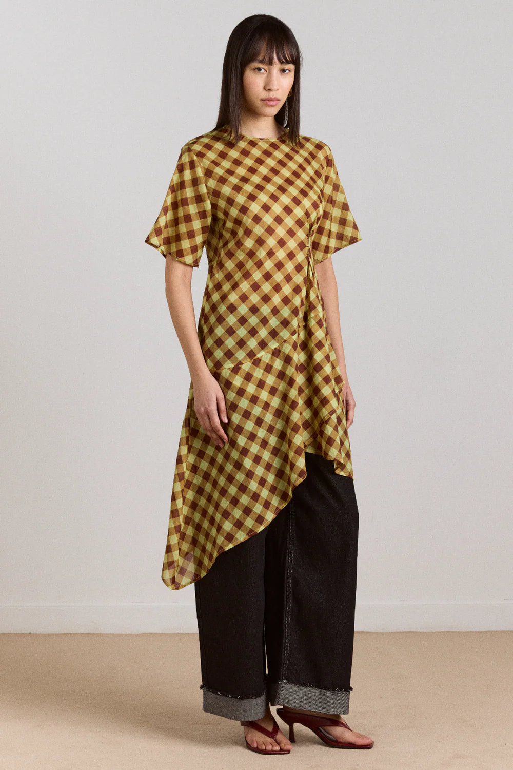 Damson Madder - Harmony Midi Dress, Choc Avo Gingham