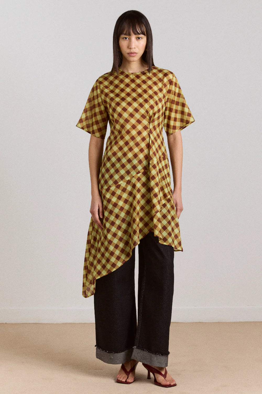 Damson Madder - Harmony Midi Dress, Choc Avo Gingham