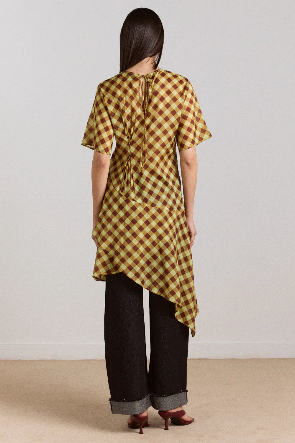 Damson Madder - Harmony Midi Dress, Choc Avo Gingham