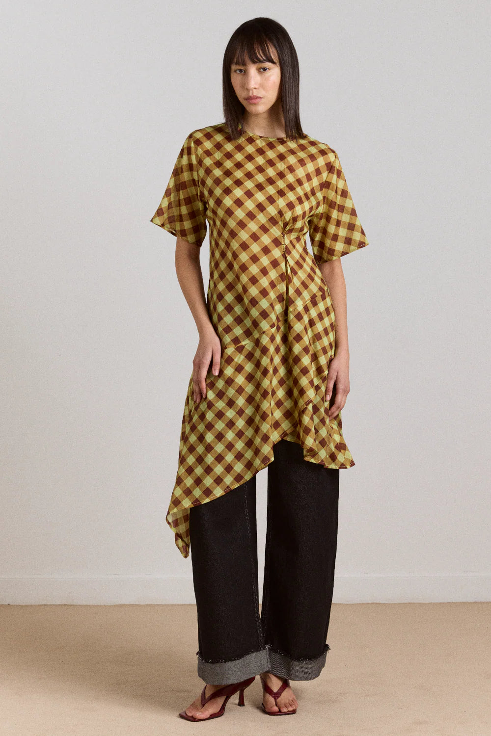 Damson Madder - Harmony Midi Dress, Choc Avo Gingham