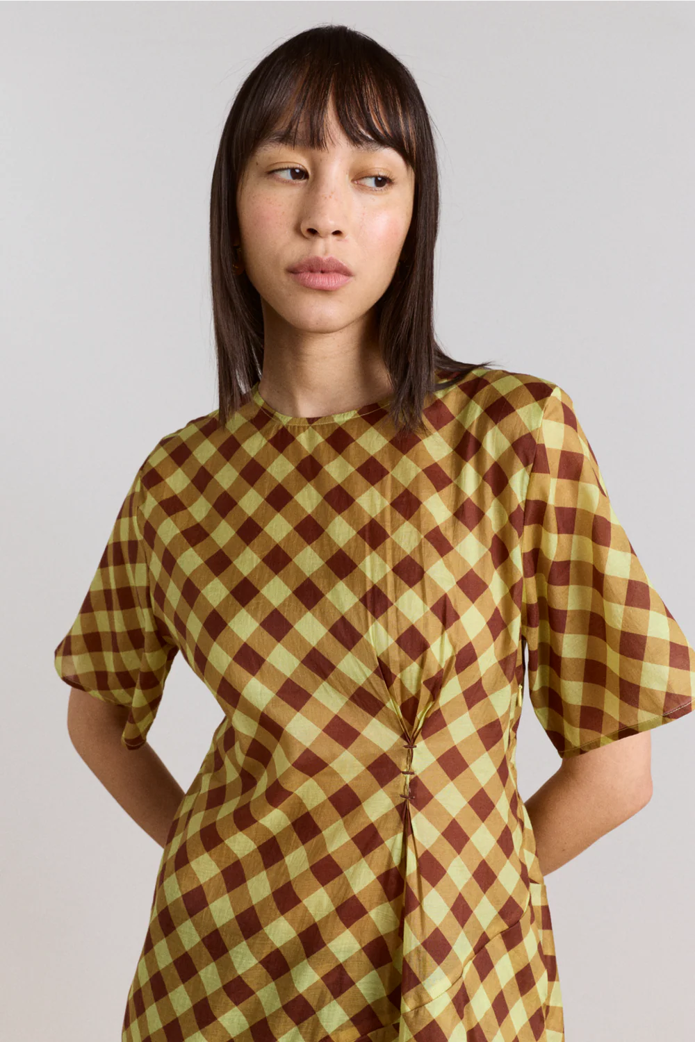 Damson Madder - Harmony Midi Dress, Choc Avo Gingham