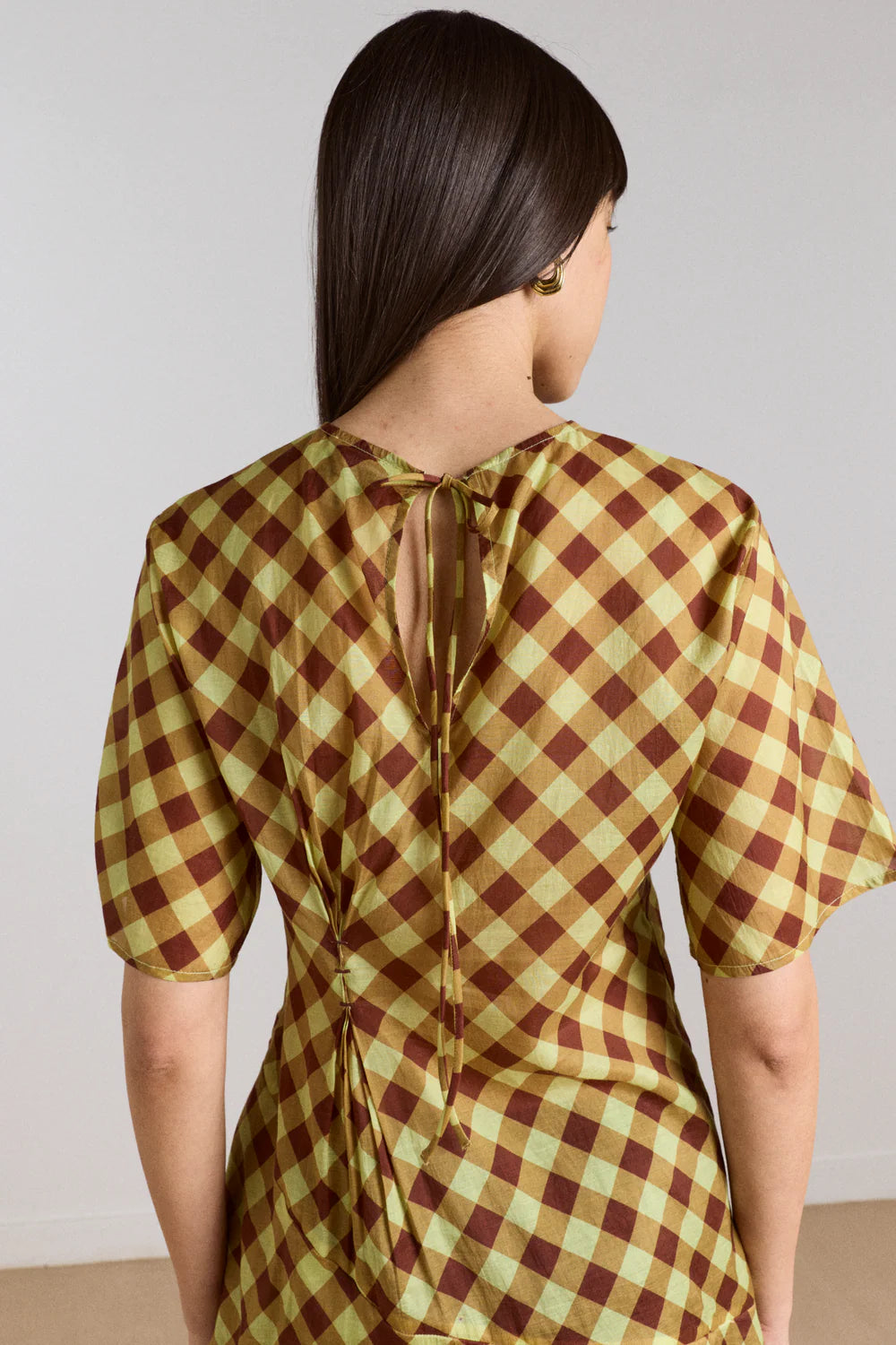 Damson Madder - Harmony Midi Dress, Choc Avo Gingham