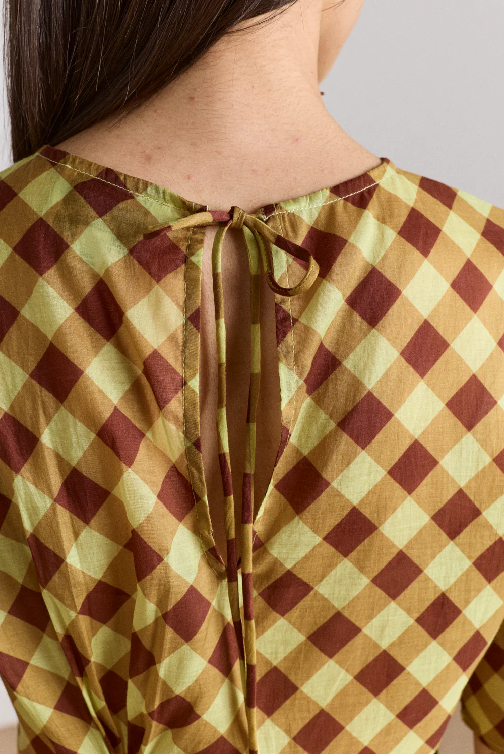 Damson Madder - Harmony Midi Dress, Choc Avo Gingham