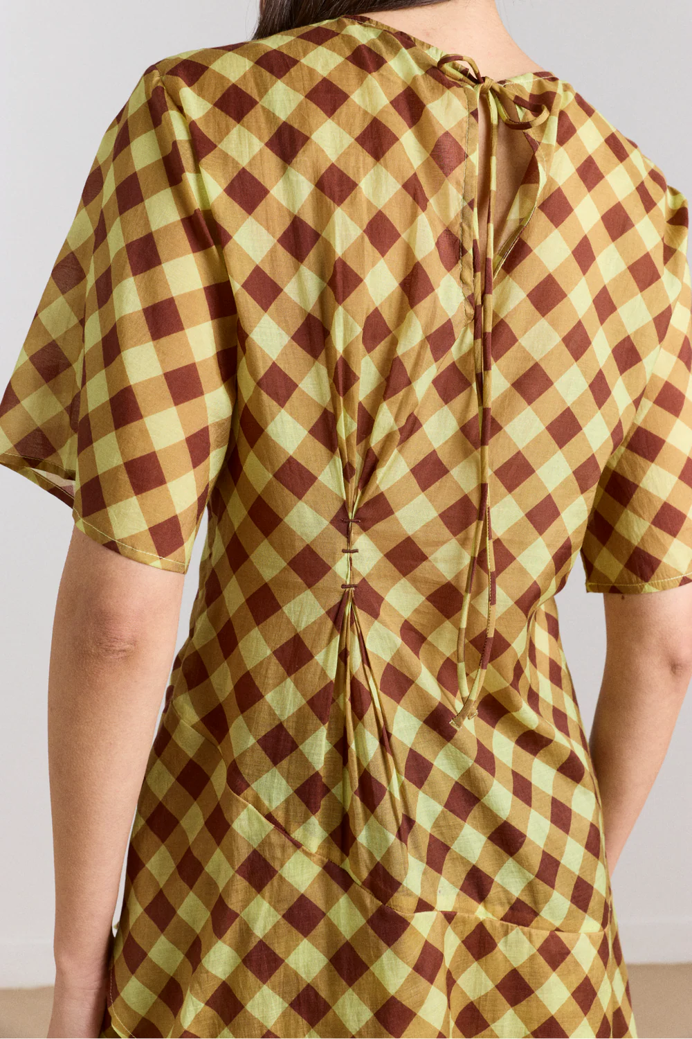 Damson Madder - Harmony Midi Dress, Choc Avo Gingham