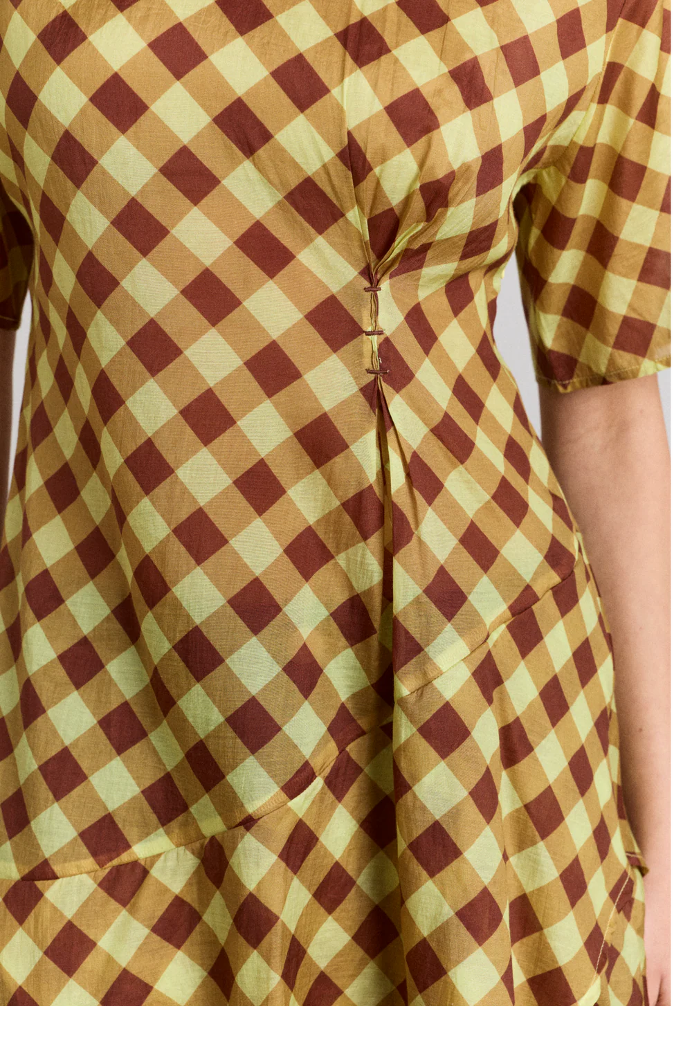 Damson Madder - Harmony Midi Dress, Choc Avo Gingham