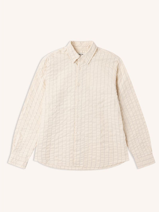 Kestin - Dirleton Shirt, Ecru Seersucker Stripe