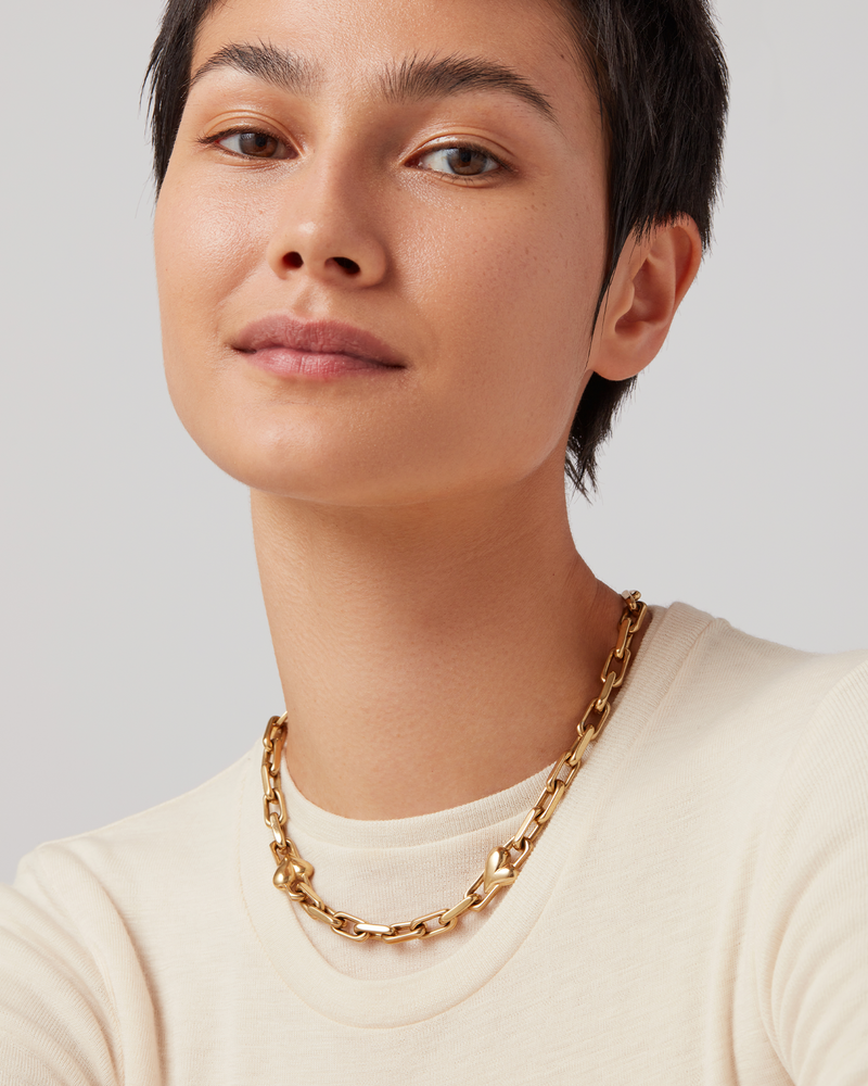Jenny Bird - Art Heart Chain Necklace - Gold
