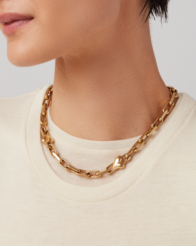 Jenny Bird - Art Heart Chain Necklace - Gold