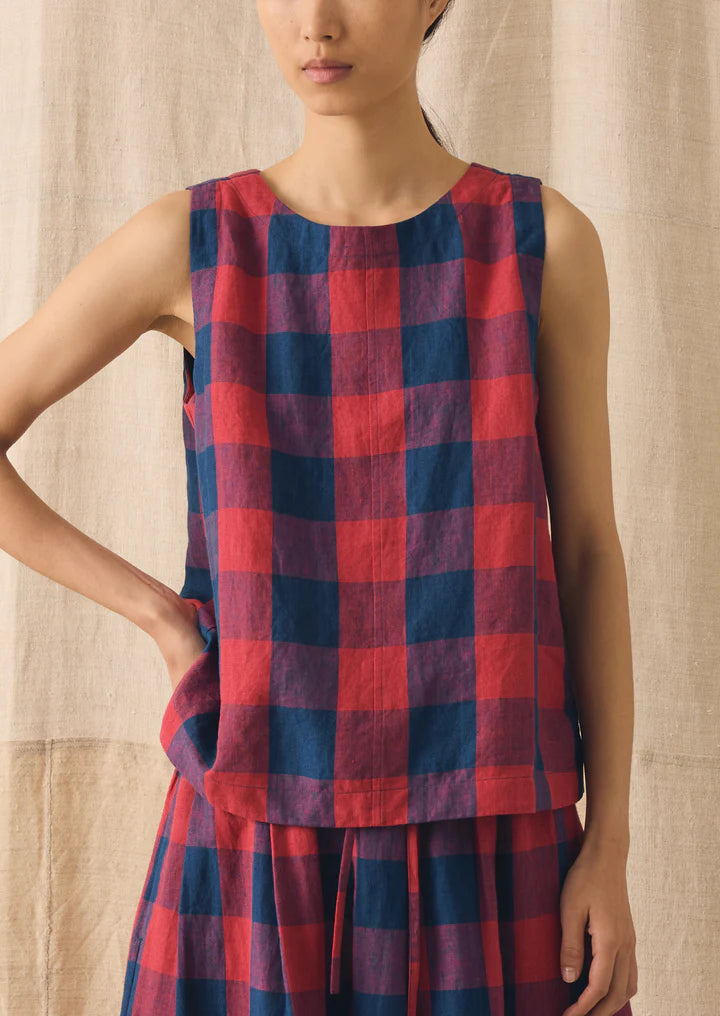 TOAST - Gingham Check Linen Tank