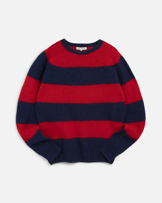YMC - Suedehead Stripe Knit, Blue/Red