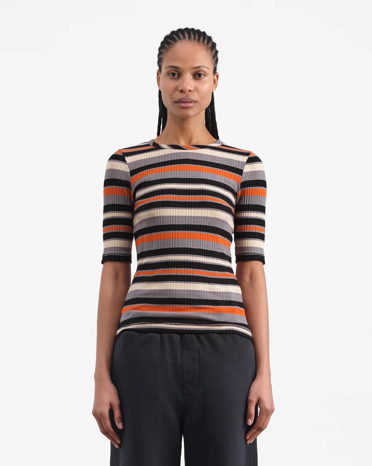 YMC - Charlotte T-Shirt, Stripe Rib Jersey