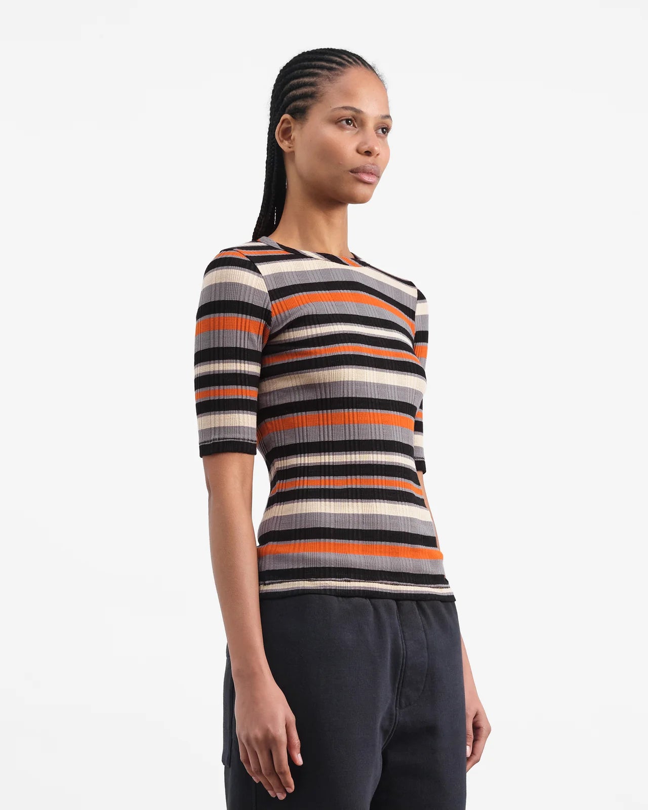 YMC - Charlotte T-Shirt, Stripe Rib Jersey