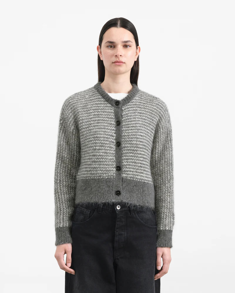 YMC - Disorder Cardigan, Grey/White