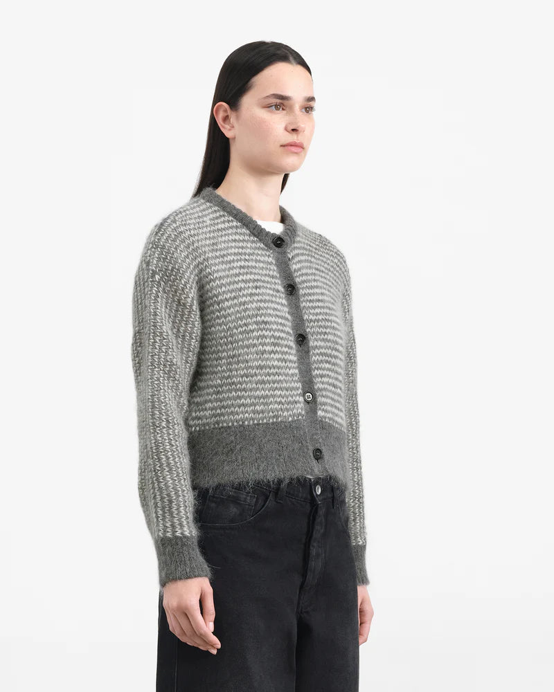 YMC - Disorder Cardigan, Grey/White