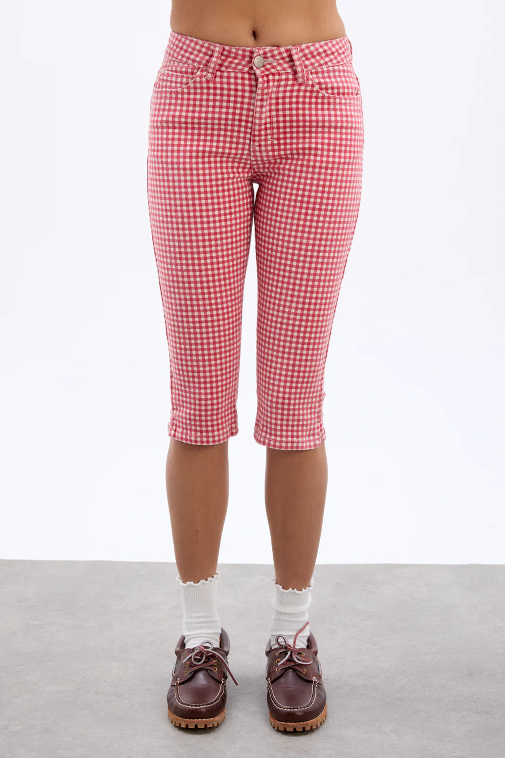 Damson Madder - Capri Jeans - Red Gingham