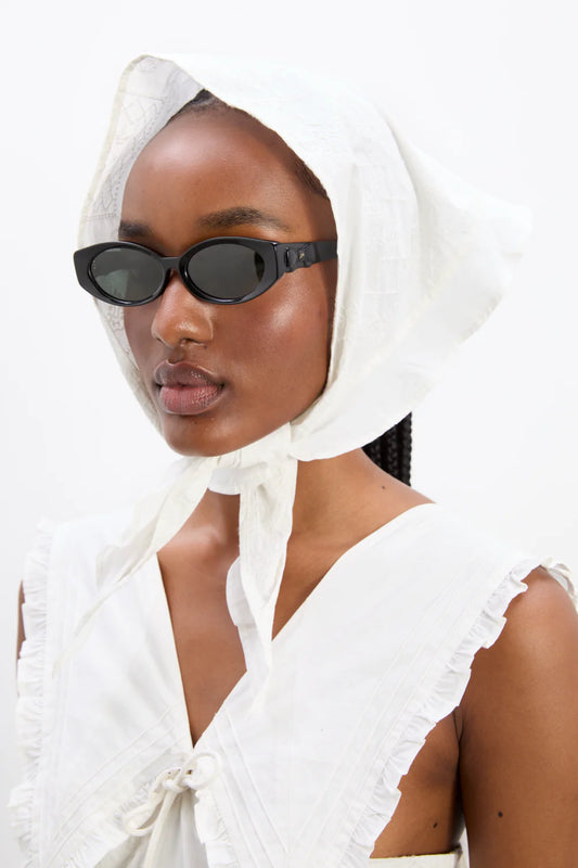 Damson Madder Fan Fan Headscarf - Patchwork Embroidery