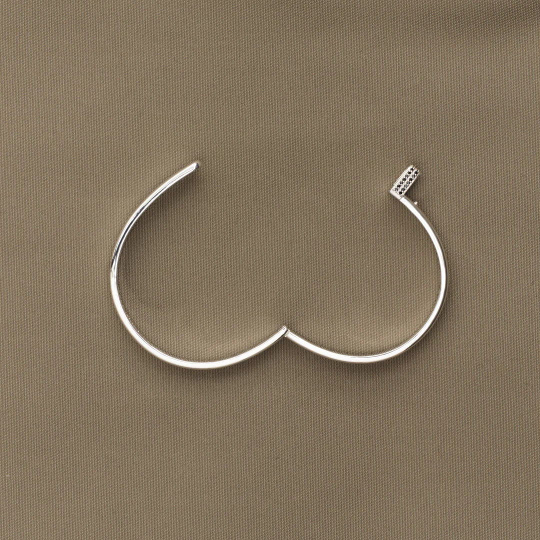 Third Reason - Overlap Cuff with Onyx - Silver