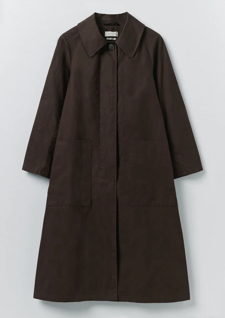 TOAST - Frankie Waxed Cotton Ragan Coat, Chocolate