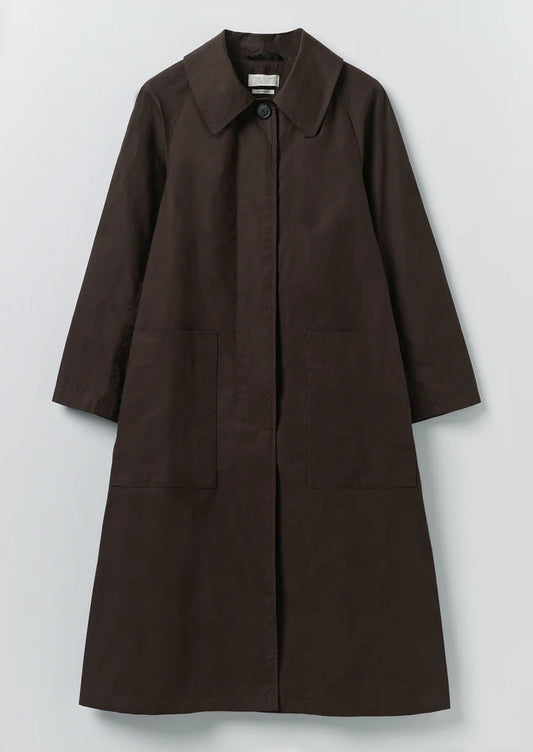 TOAST - Frankie Waxed Cotton Ragan Coat, Chocolate