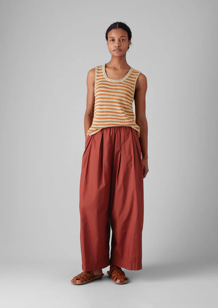 TOAST - Stripe Linen Cotton Knitted Vest - Parchment/Butterscotch