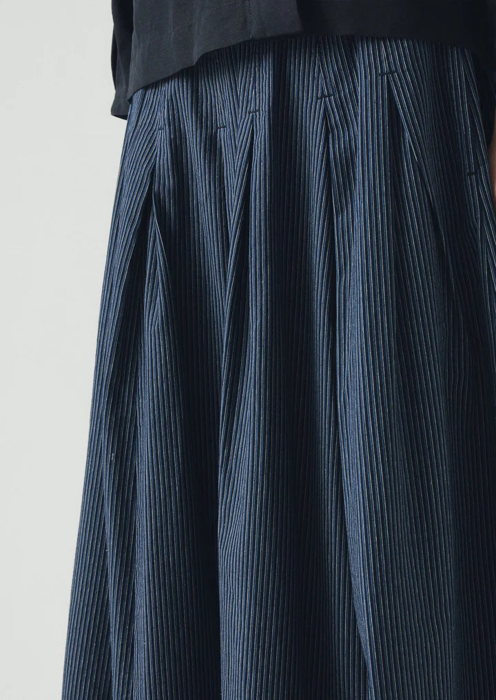 TOAST - Railroad Stripe Pleated Cotton Skirt