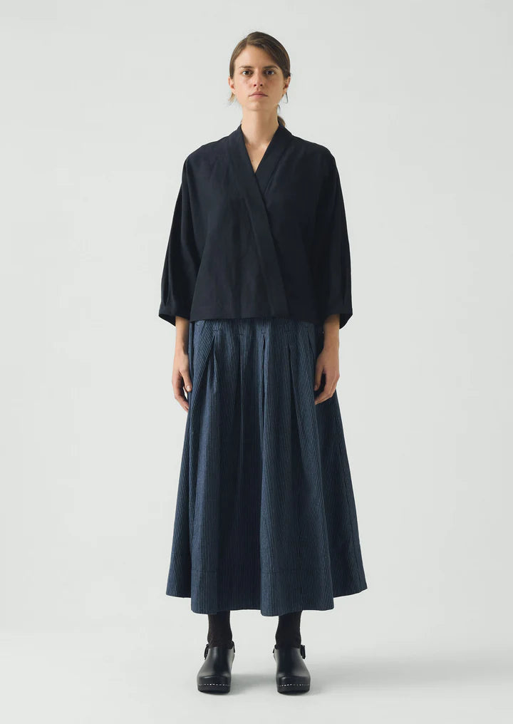 TOAST - Railroad Stripe Pleated Cotton Skirt