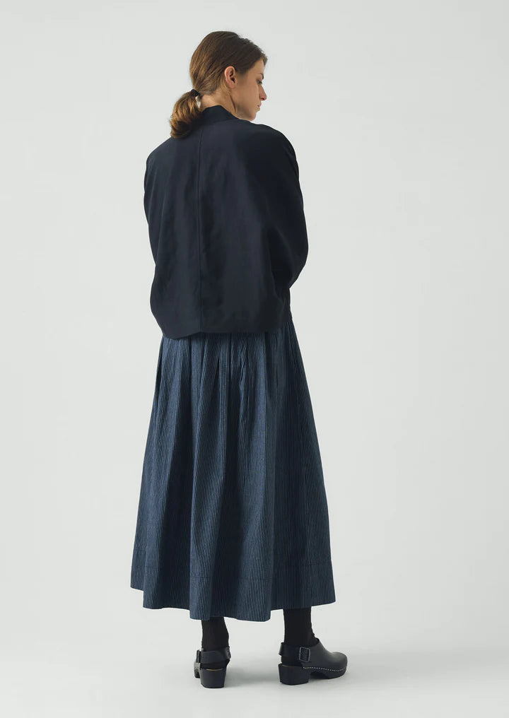 TOAST - Railroad Stripe Pleated Cotton Skirt