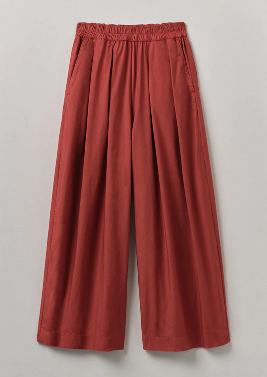 TOAST - Pleated Cotton Poplin Pull On Trousers - Brick