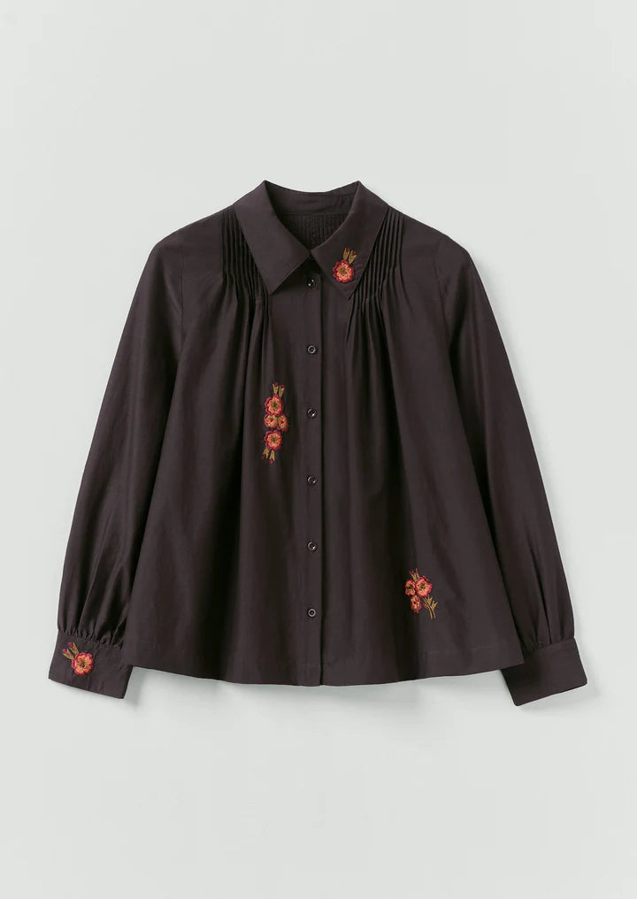 TOAST - Vespertine Floral Embroidered Cotton Silk Shirt