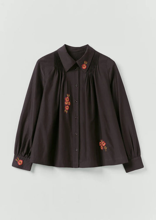 TOAST - Vespertine Floral Embroidered Cotton Silk Shirt