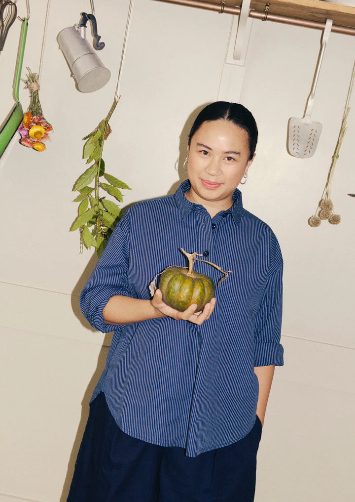 TOAST - Railroad Stripe Cotton Smock Popover Shirt