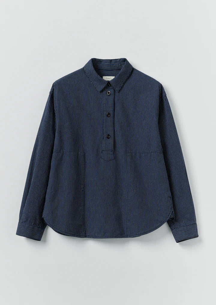 TOAST - Railroad Stripe Cotton Smock Popover Shirt