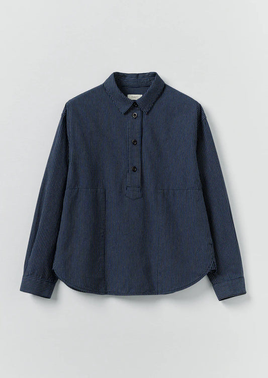 TOAST - Railroad Stripe Cotton Smock Popover Shirt