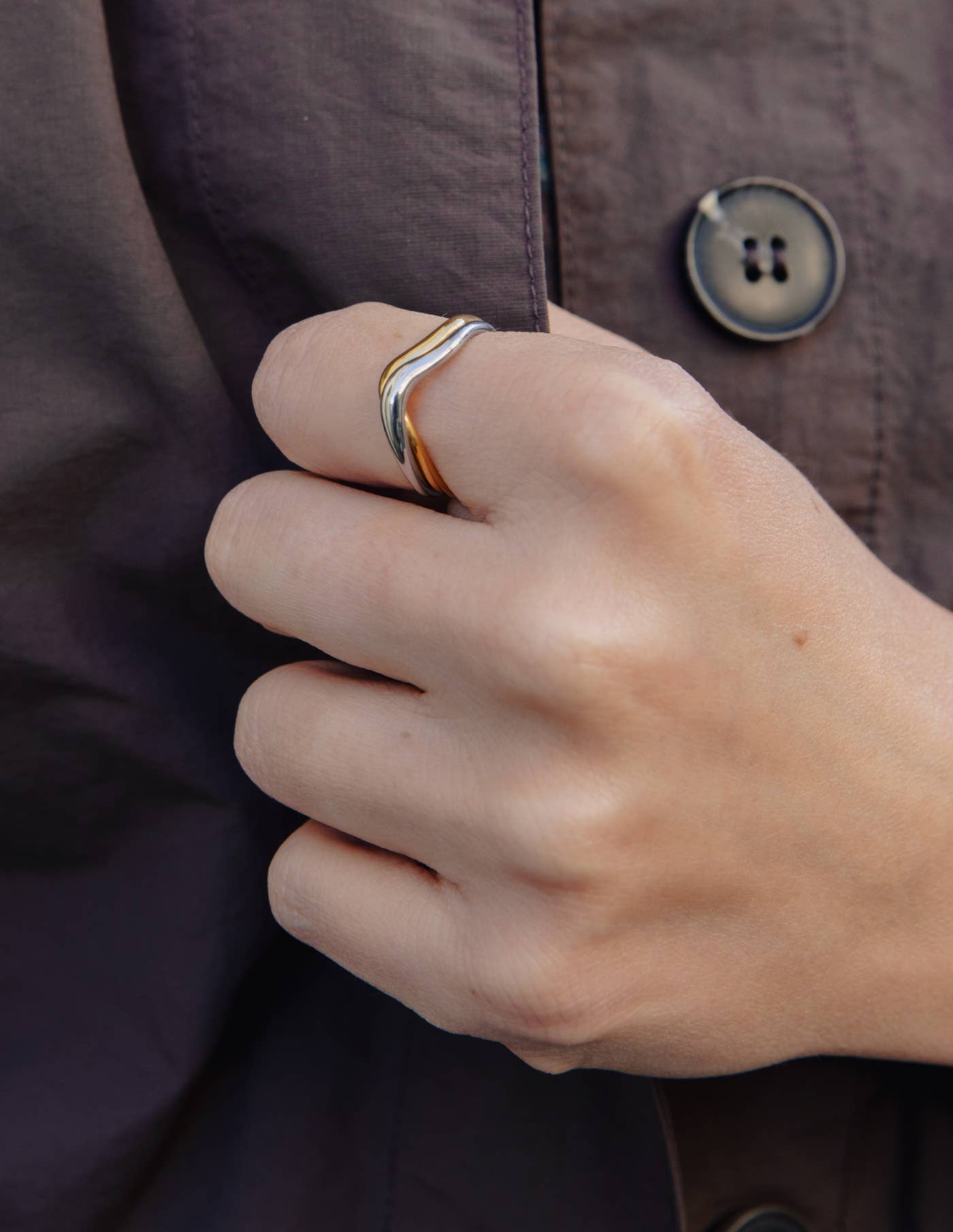 Nordic Muse - Gold and Silver Entwined Ring, Waterproof