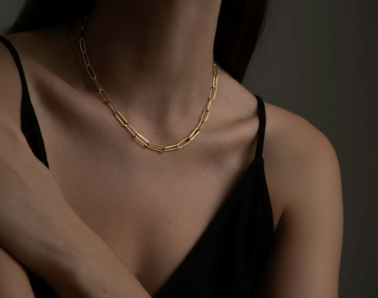 Gold Lunar -  Paperclip Chain Necklace