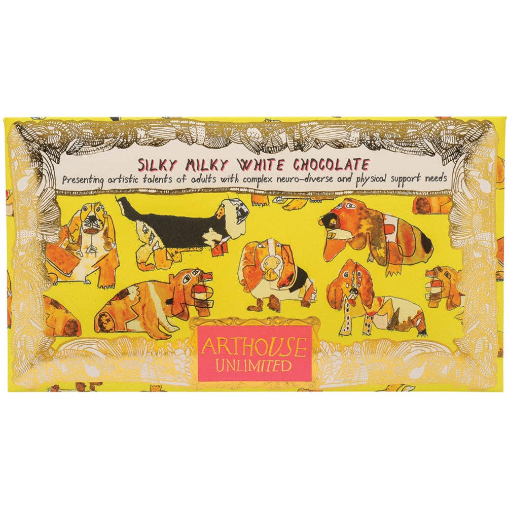 Arthouse Unlimited - Happy Hounds, Silky Milky White Bar Chocolate with Vanilla
