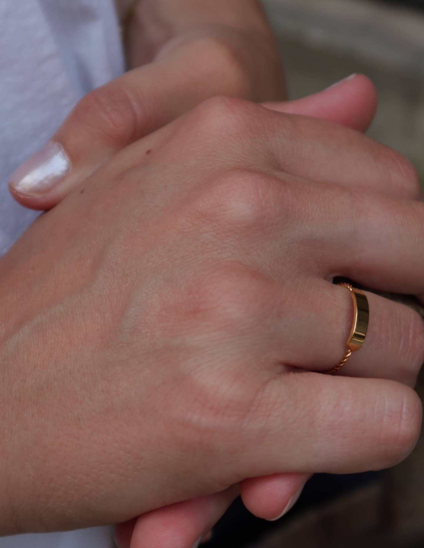 Nordic Muse - Gold Delicate Plaque Ring, Waterproof