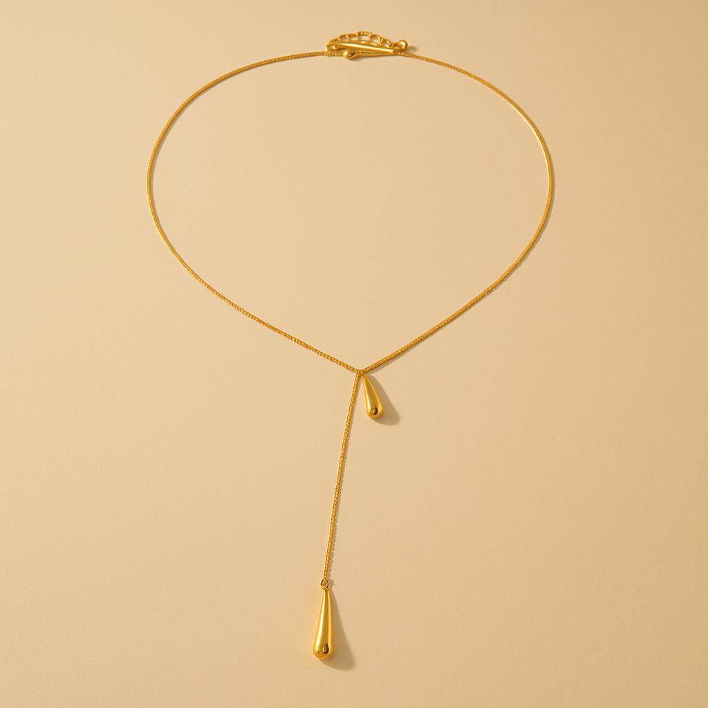 Gold Lunar -  Fine Droplet Necklace