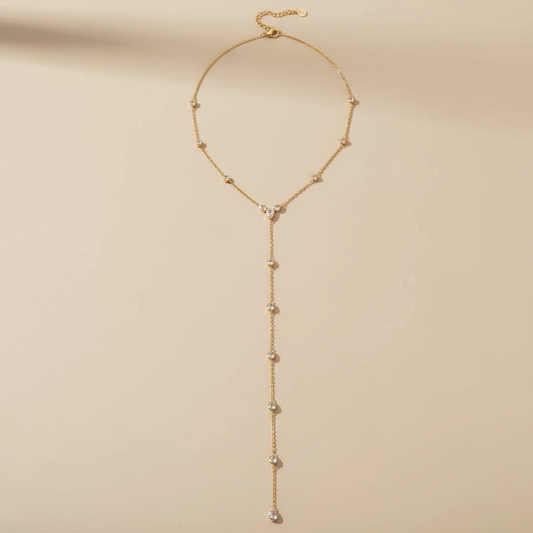 Gold Lunar -  Fine Drop Lariat Necklace