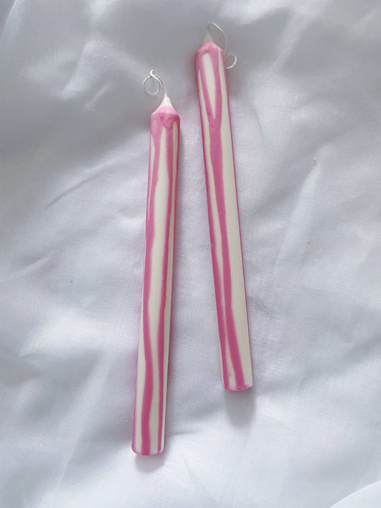 Soie London - Abstract Drip Candles - Pink - Set of 2